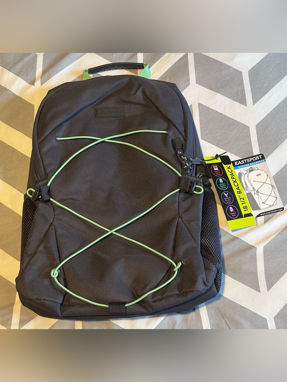 Eastsport Unisex Ascend Athleisure 18.5" Bungee Backpack/ Color: Nine Iron/ NWT